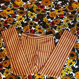 90s does 70s stripe tapered zip-up pants